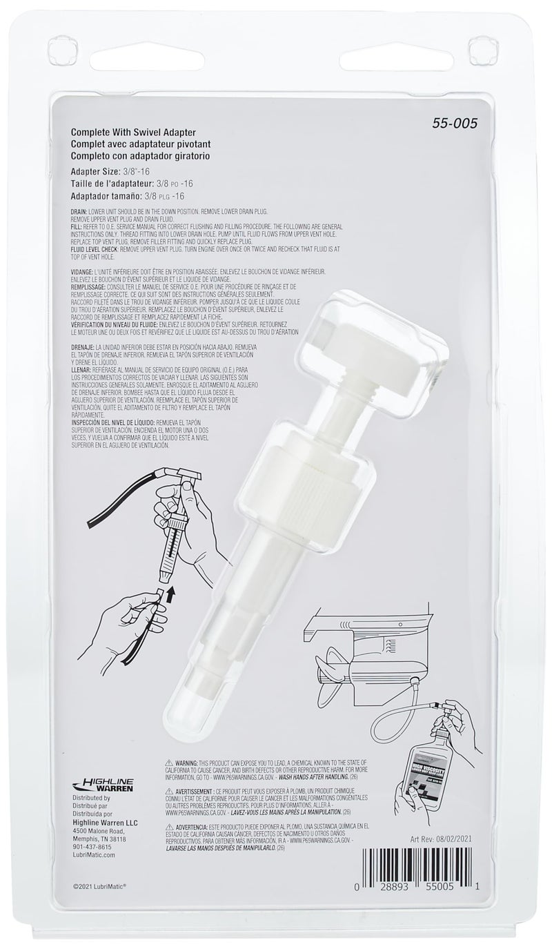 LubriMatic 55-005 4CC Fluid Pump for Quart Size Bottles w/ Metal Marine Fitting - Image 2